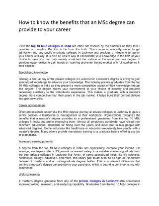 how to know the benefits that an msc degree