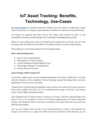 iot asset tracking benefits technology use cases