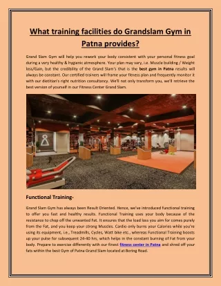 What training facilities does Grandslam Gym in Patna provides?