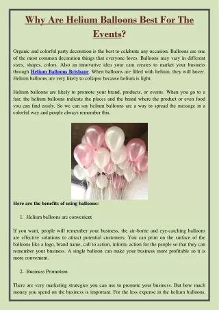 why are helium balloons best for the events
