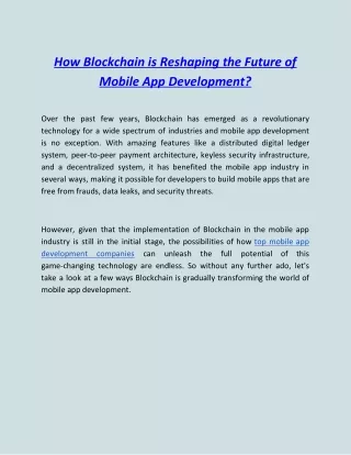 how blockchain is reshaping the future of mobile