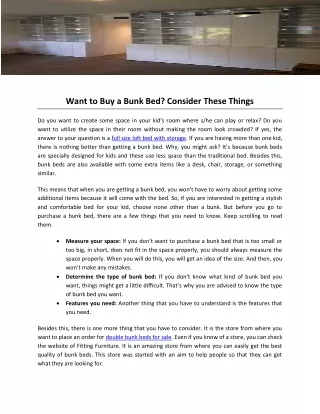 want to buy a bunk bed consider these things