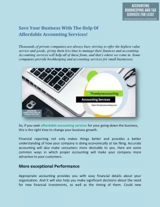 Save Your Small Business With The Help Of Affordable Accounting Services!