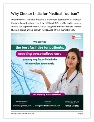 Why Choose India for Medical Tourism - GoMedii International