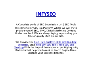 InfySEO-A Complete guide of SEO Submission List | SEO Solution