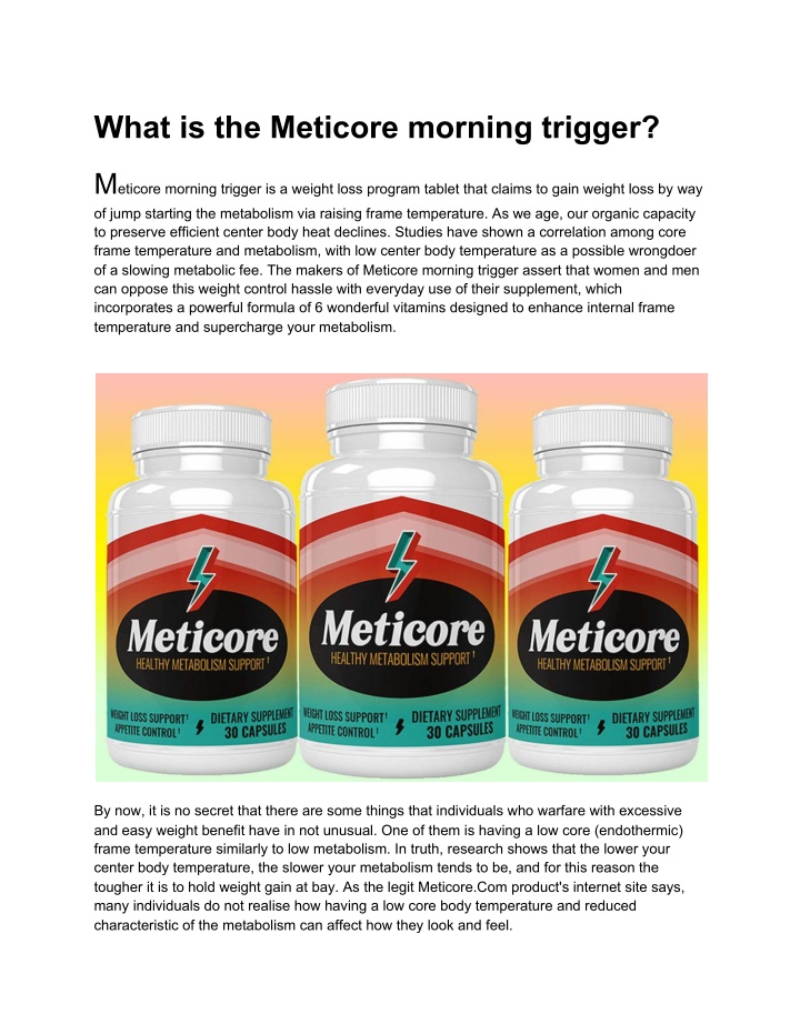 what is the meticore morning trigger