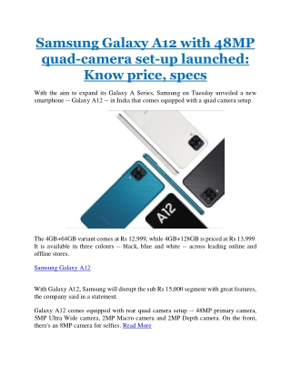 samsung galaxy a12 with 48mp quad camera