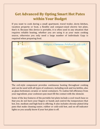 get advanced by opting smart hot pates within