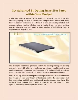 get advanced by opting smart hot pates within your budget