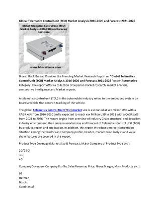 global telematics control unit tcu market