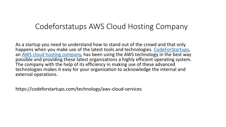 codeforstatups aws cloud hosting company