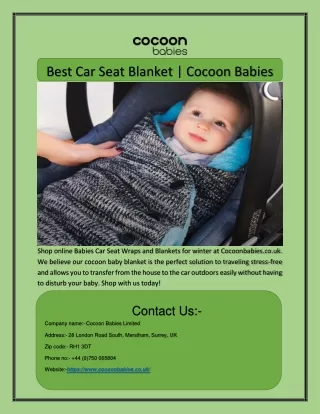 Best Car Seat Blanket | Cocoon Babies
