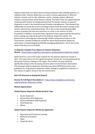 polymer dispersions are water borne emulsion