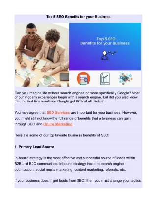 top 5 seo benefits for your business