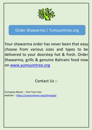 Order Shawarma | Yumyumtree.org