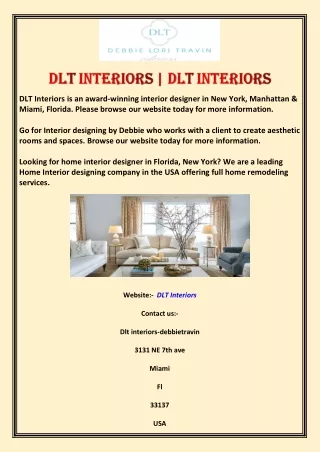 dlt interiors is an award winning interior