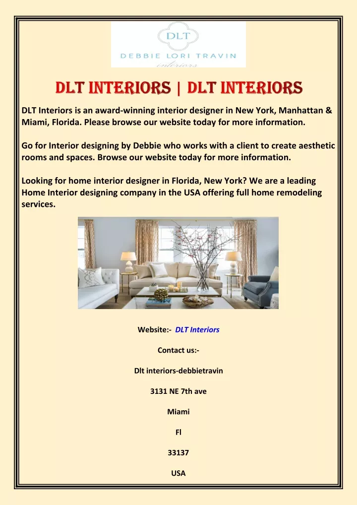 dlt interiors is an award winning interior