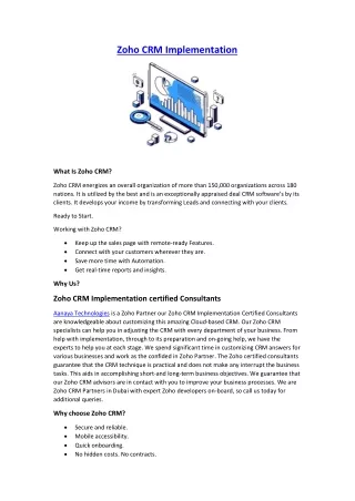 zoho crm implementation