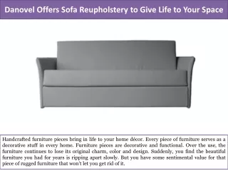 Danovel Offers Sofa Reupholstery to Give Life to Your Space