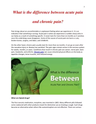 What is the difference between acute pain and chronic pain?