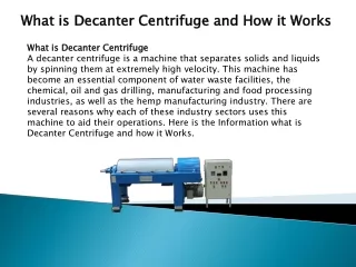 What is Decanter Centrifuge and How it Works