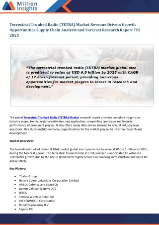terrestrial trunked radio tetra market revenue