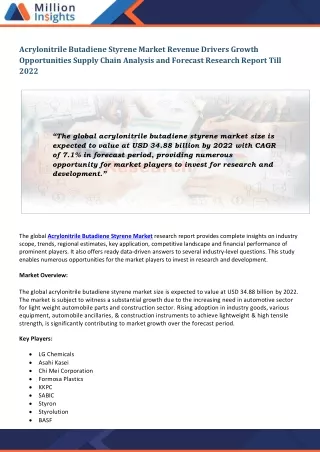 acrylonitrile butadiene styrene market revenue