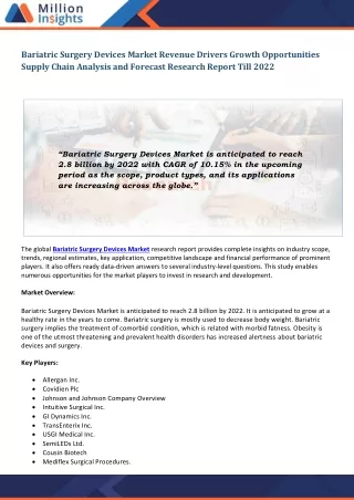 bariatric surgery devices market revenue drivers