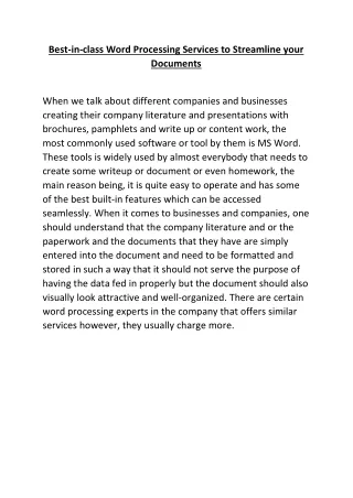 best in class word processing services