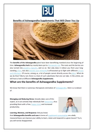 benefits of ashwagandha supplements that will