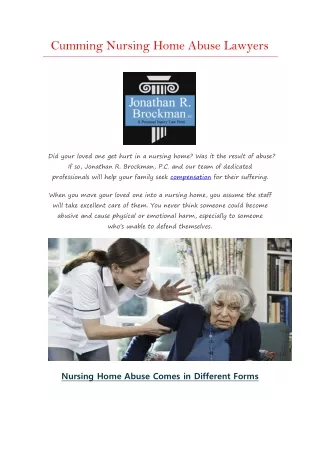 Cumming Nursing Home Abuse Lawyers