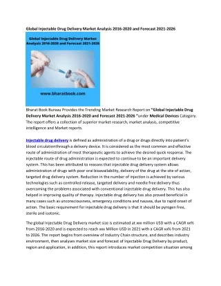 global injectable drug delivery market analysis