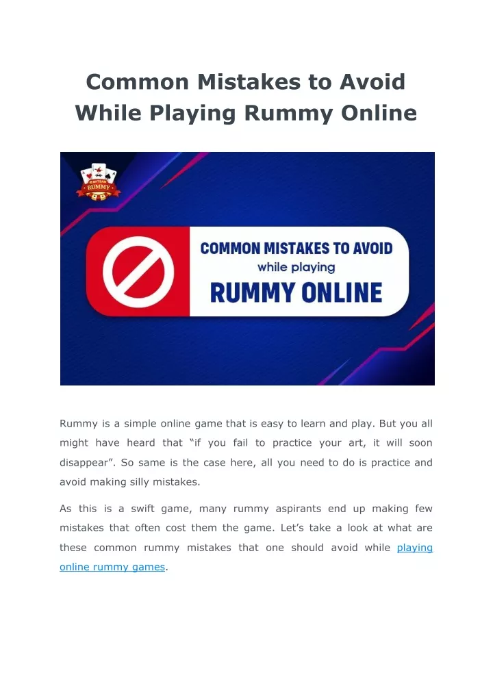 common mistakes to avoid while playing rummy