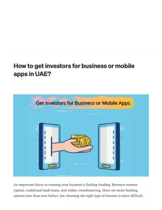 How to get investors for business or mobile apps in UAE