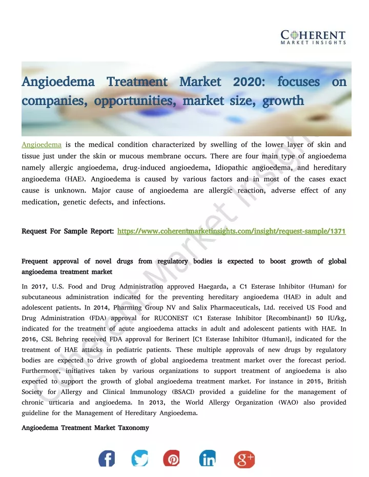 angioedema treatment market 2020 focuses