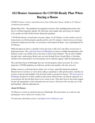 412 houses announces its covid ready plan when
