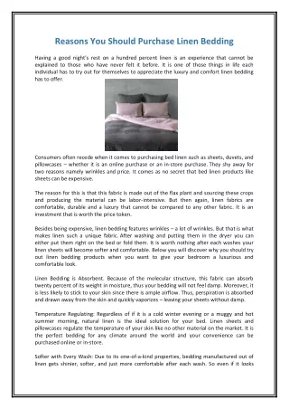 reasons you should purchase linen bedding
