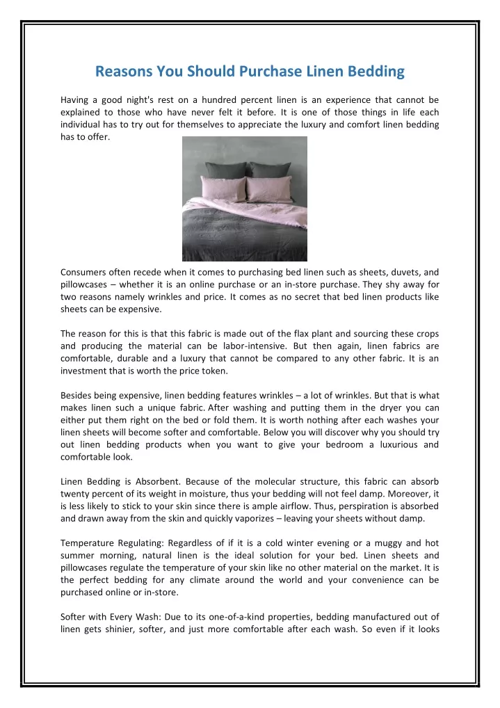 reasons you should purchase linen bedding