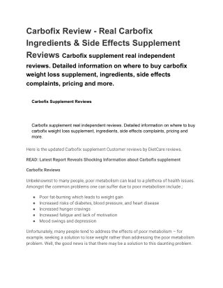 Real Carbofix Ingredients & Side Effects Supplement Reviews ...