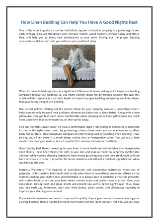 how linen bedding can help you have a good nights
