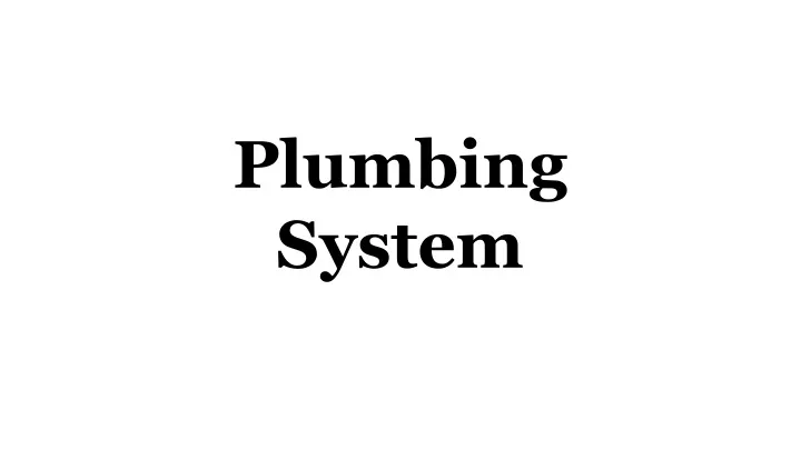 plumbing system