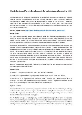 plastic container market development current