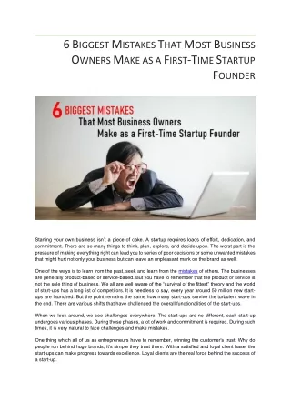 6 Biggest Mistakes That Most Business Owners Make as a First-Time Startup Founder
