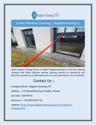 Dublin Window Cleaning | Bogdancleaning.ie