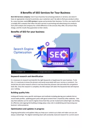 8 benefits of seo services for tour business