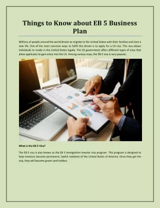things to know about eb 5 business plan