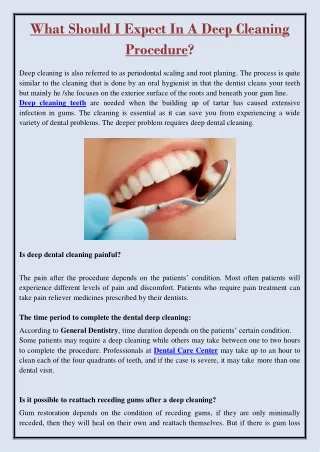 what should i expect in a deep cleaning procedure
