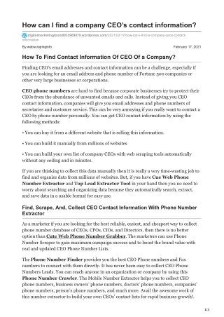 how can i find a company ceo s contact information