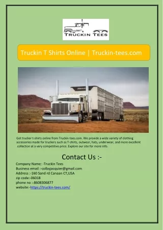 Truckin T Shirts Online | Truckin-tees.com