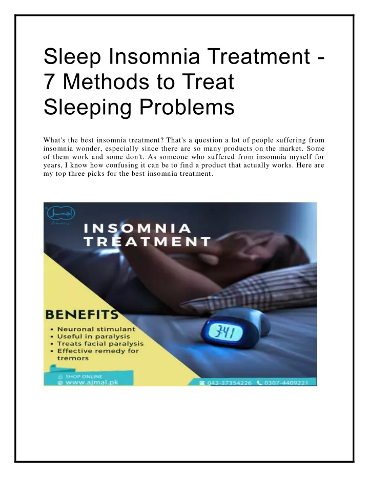 PPT - 7 Methods to Treat Sleeping Problems PowerPoint Presentation ...